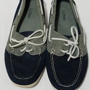 L.L. Bean Navy blue and grey Boat shoes